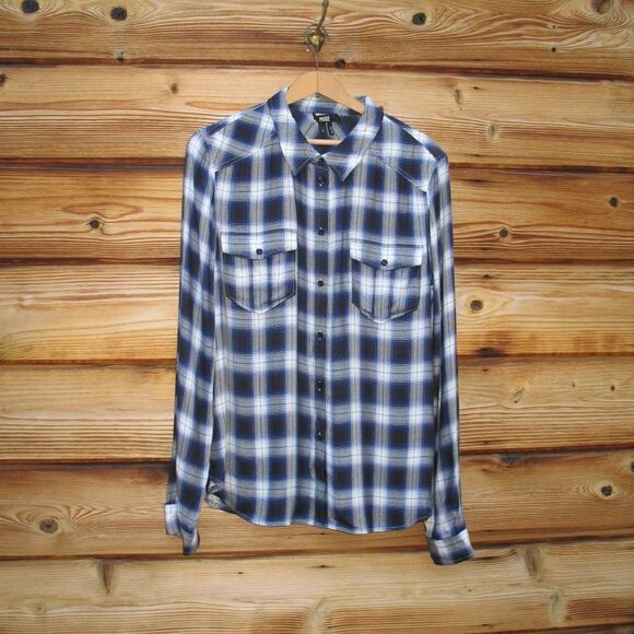 NWOT PAIGE Mya Viscose Plaid Shirt Top - Picture 1 of 8